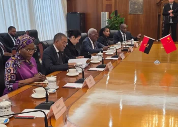 Comitiva angolana na reunião com os seus homólogos na China